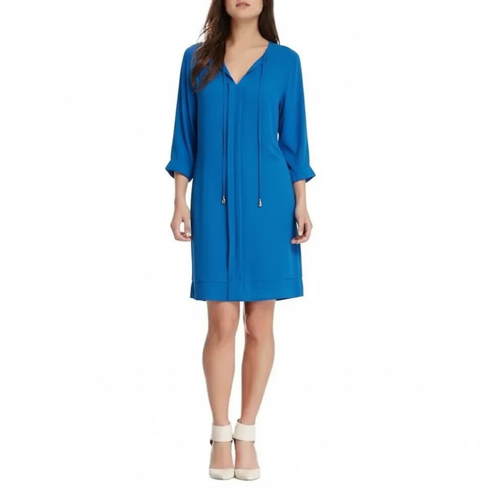Diane Von Furstenberg Apona Silk Blend Tunic Dress In Electric Blue DVF Size 6